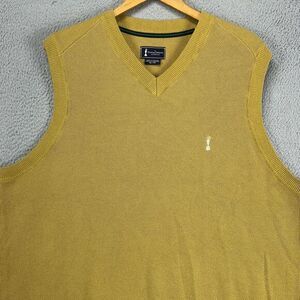 Claret Jug Collection Knit Sweater Vest Men XL Yellow Silk Cashmere Blend Adidas